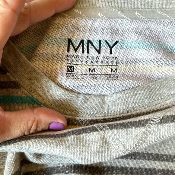 Marc New York Performance crop roll‎ short sleeve top size medium striped - Picture 3 of 6